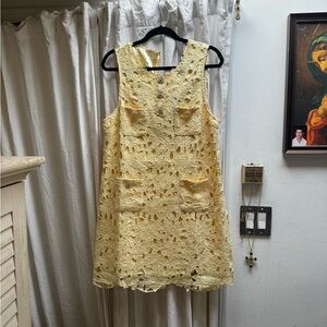 Fashion Nova Yellow Lace Asymmetrical Dress